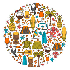 Vector hand drawn Hawaii background