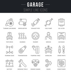 Set Vector Line Icons of Garage.