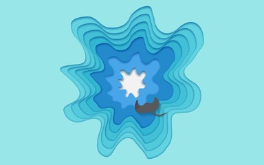 Paper art background. Sea hollow in the style of cut paper. Vector illustration.