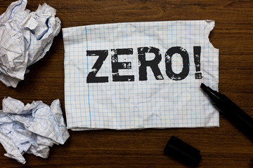 Handwriting text writing Zero Motivational Call. Concept meaning The emptiness nothingness of...