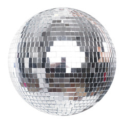 Shining Disco Ball Party Efect isolated on white - obrazy, fototapety, plakaty