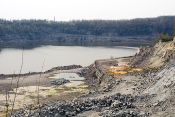 Granite quarry. texture of stones  in mining.