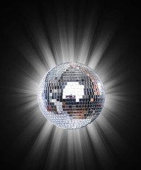 Shining Disco Ball on blue background light