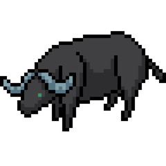 vector pixel art buffalo