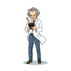 Scientist conducts the experiment