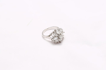 Diamond flower ring , love symbol
