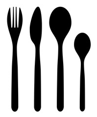 Spoon fork and knife black icon vector eps 10