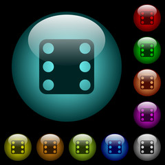 Domino six icons in color illuminated glass buttons