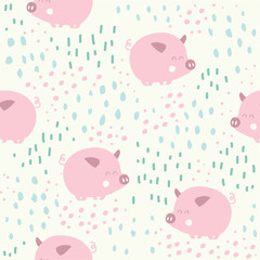 Cute pigs seamless pattern