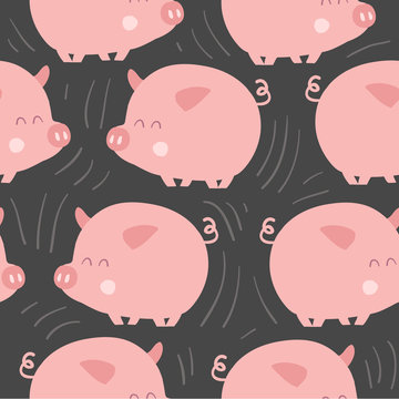 Cute Pigs Seamless Pattern