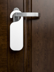 hotel wood door with do not disturb laber 3d rendering image