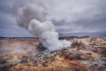 Fototapeta na wymiar Geothermal Area called Gunnuhver located at Reykjanes Peninsula in Iceland