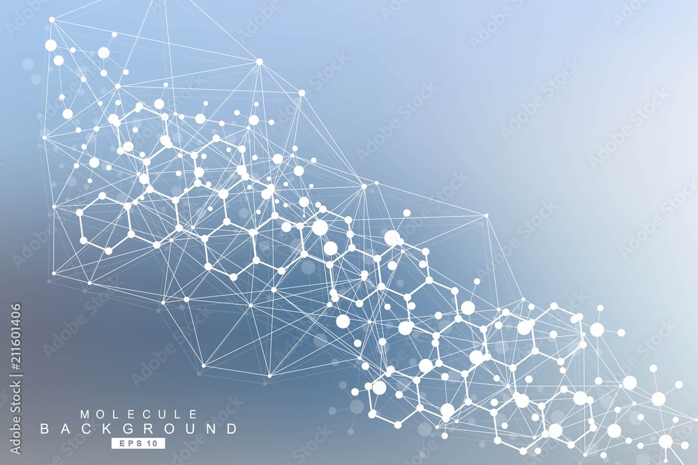 Poster modern futuristic background of the scientific hexagonal pattern. virtual abstract background with p