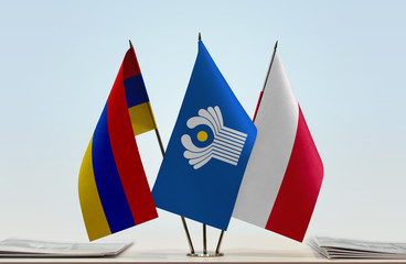 Flags of Armenia CIS and Poland