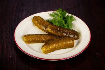 Pickled cucumbers with dill