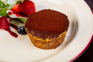 Brownie cake with strawberry