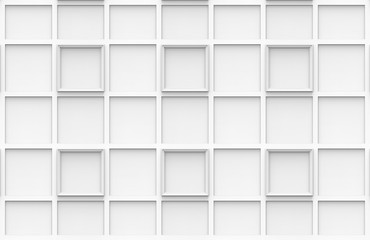 Fototapeta premium 3d rendering. modern white square frame pattern wall background.