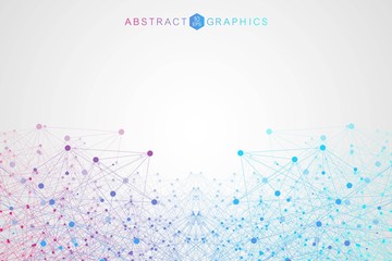 Science network pattern, connecting lines and dots. Global network connection vector