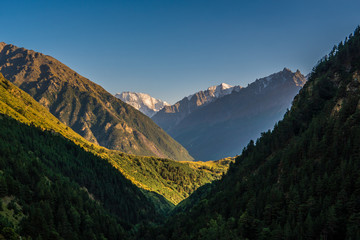 Beautiful Landscape of Caucasus mountain at sunny Day. Elbrus Region, North Caucasus, Russia