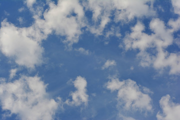 Beautiful blue sky with white clouds and copy space.