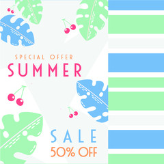 Summer sale banner vector illustration
