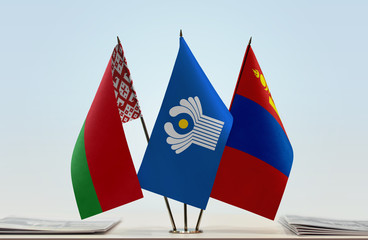 Flags of Belarus CIS and Mongolia