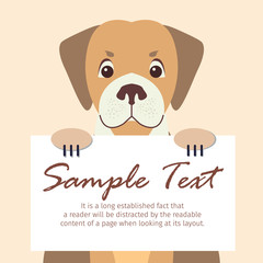 Cute Dog Holding Banner with Sample Text Vector