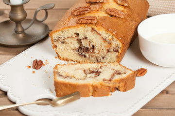 Home Baked Cinnamon Pecan Cake.