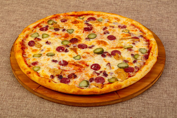 Pizza with sausages