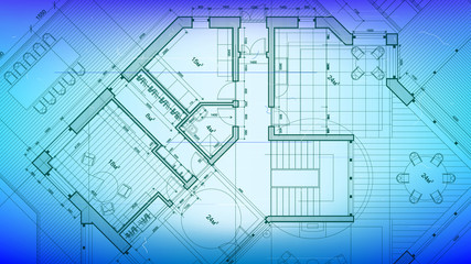 vector architectural plan - abstract architectural blueprint of a modern residential building / technology, industry, business concept illustration: real estate, building, construction & architecture