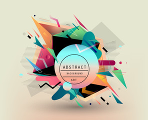 Colorful abstract design. Modern geometric style trends. Background for banner, card, poster, identity,web design.