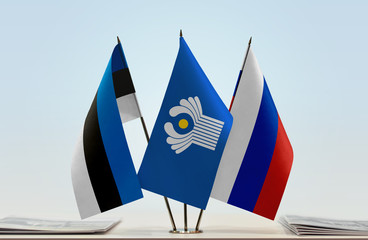 Flags of Estonia CIS and Russia