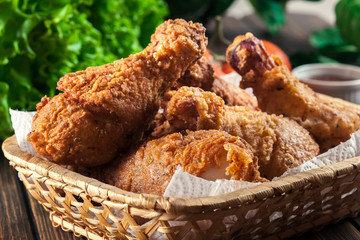 Breaded crispy fried kentucky chicken drumctick