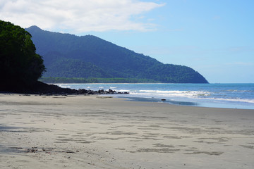 Beach on the coast of Cape Tribulation  on the Coral Sea in Far North Queensland, Australia, north...