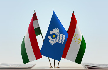 Flags of Hungary CIS and Tajikistan