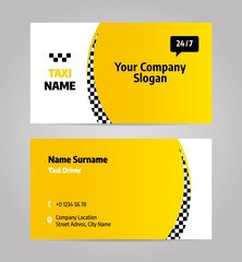 Taxi business or visiting card. Vector layout design template for taxi service. © dimakostrov