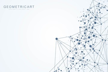 Structure molecule and communication. Dna, atom, neurons. Abstract polygonal structure with connecting dots and lines. Medical, technology, chemistry, science background. Vector illustration.