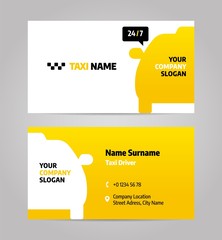 Taxi business or visiting card. Vector layout design template for taxi service. © dimakostrov