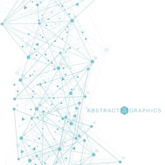 Geometric abstract background with connected line and dots. Structure molecule and communication. Scientific concept for your design. Medical, technology, science background. Vector illustration.