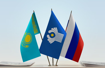 Flags of Kazakhstan CIS and Russia
