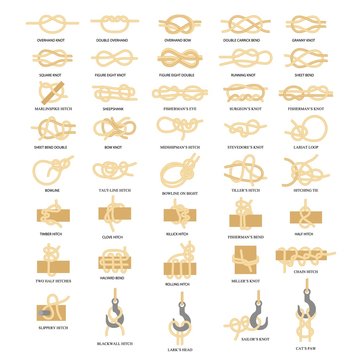 Nautical rope knots vector icon set