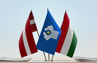 Flags of Latvia CIS and Hungary