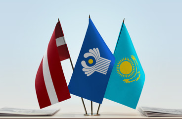 Flags of Latvia CIS and Kazakhstan