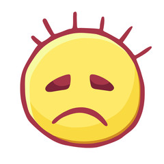 Colored emoticons icon, sad emoji, a gloomy smiley with a curved down mouth