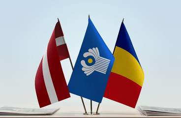 Flags of Latvia CIS and Romania