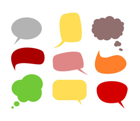 A set with nine dialog bubbles