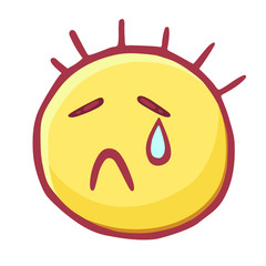 Colored emoticons icon with closed eyes and a teardrop, Crying Emoji A Face