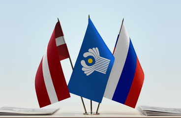 Flags of Latvia CIS and Russia