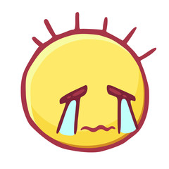 Colored emoticons icon, smiley with wavy lips and streams of tears, Crying Sad Emoji A Face
