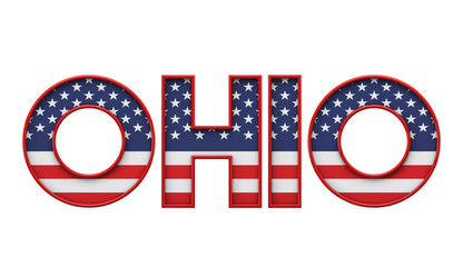 Ohio USA state made from starts and stripes lettering. 3D Rendering - obrazy, fototapety, plakaty